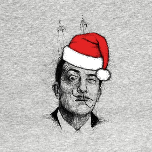 Christmas Salvador Dali. Scribble Art by Gorskiy